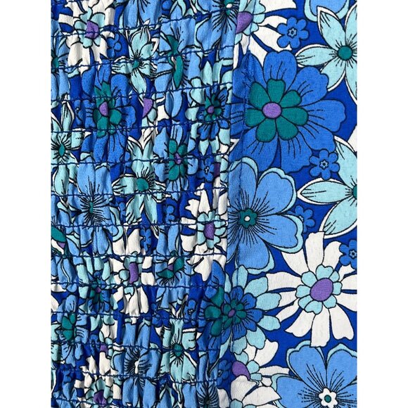 Amy Byer Girls 16 Blue Floral Boho Peasant Long Sleeve Blouse Top - Picture 6 of 6